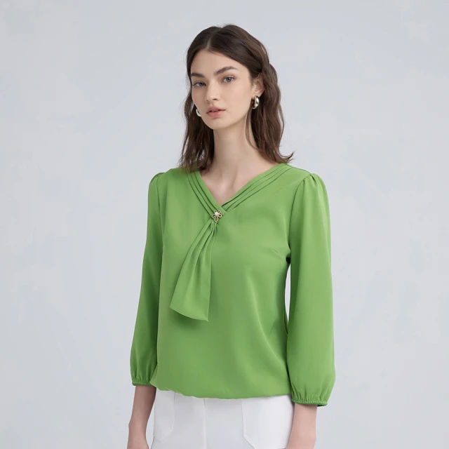 【ILEY 伊蕾】雪紡七分袖造型上衣(深藍；L-3L；1243181103) 歷史價格詳細信息