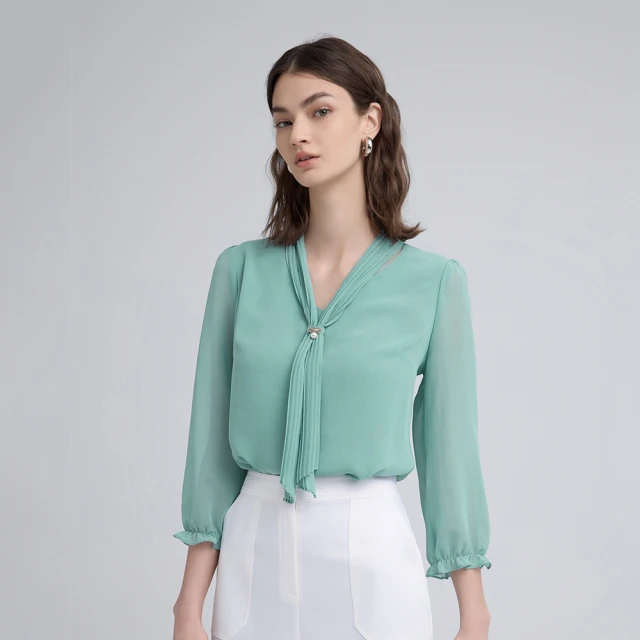 【ILEY 伊蕾】雪紡七分袖造型上衣(深藍；L-3L；1243181103) 歷史價格詳細信息