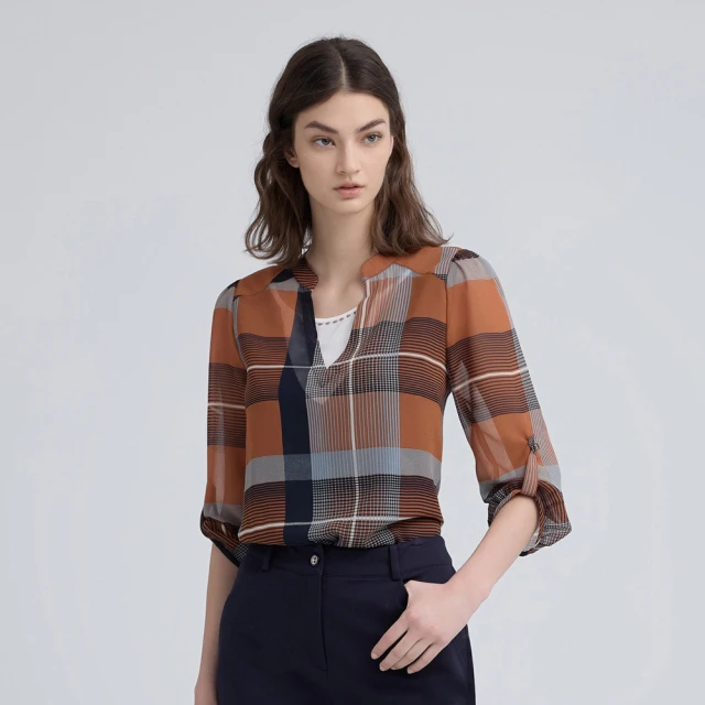 【ILEY 伊蕾】雪紡七分袖造型上衣(深藍；L-3L；1243181103) 歷史價格詳細信息