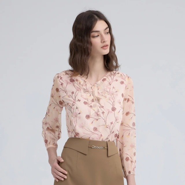 【ILEY 伊蕾】花卉荷葉雪紡洋裝(深藍色；M-XL；1233067414) 歷史價格詳細信息