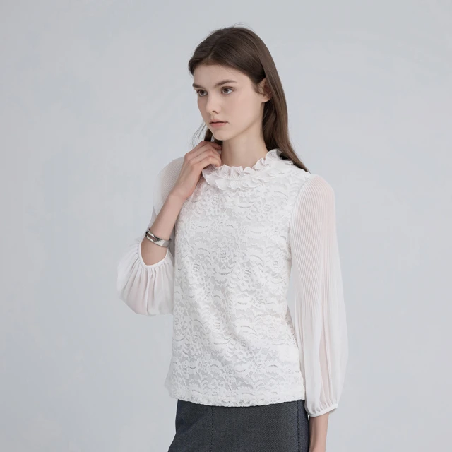 【ILEY 伊蕾】壓摺絲巾印花假兩件雪紡上衣(深藍色；L-XL；1233061403) 歷史價格詳細信息