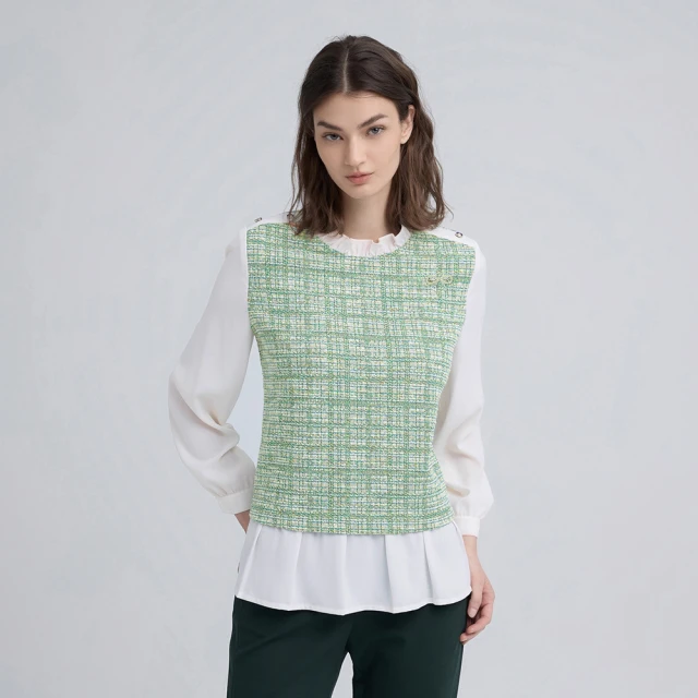 【ILEY 伊蕾】小香風提織假兩件針織衫(兩色；M-XL；1241455409) 歷史價格詳細信息