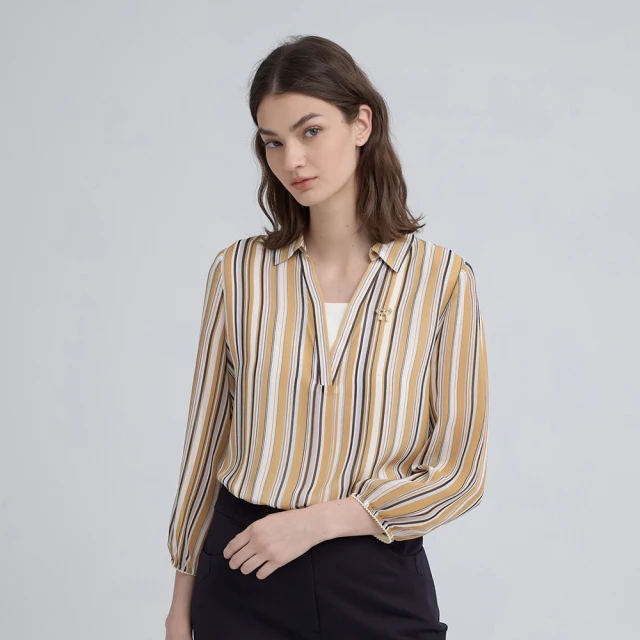 【ILEY 伊蕾】都會條紋腰帶造型車線開衩寬褲1222026639(黑) 歷史價格詳細信息