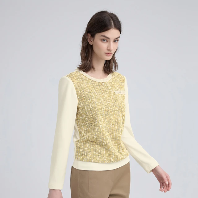 【ILEY 伊蕾】小香風提織假兩件針織衫(兩色；M-XL；1241455409) 歷史價格詳細信息