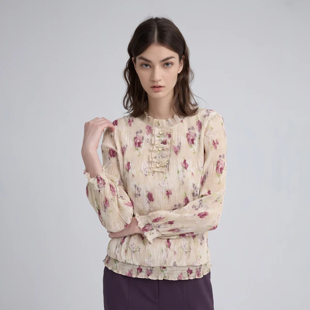 【ILEY 伊蕾】花卉荷葉雪紡洋裝(深藍色；M-XL；1233067414) 歷史價格詳細信息