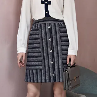 【ILEY 伊蕾】彈性格紋拼接燈籠袖型小口袋上衣1213211002(芥黃) 歷史價格詳細信息