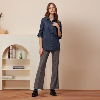 【ILEY 伊蕾】特殊前拼接牛仔造型羅馬布修身褲(黑色；M-2L；1223228604) 歷史價格詳細信息