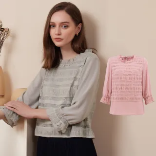 【ILEY 伊蕾】彈性格紋拼接燈籠袖型小口袋上衣1213211002(芥黃) 歷史價格詳細信息