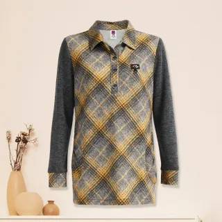 【ILEY 伊蕾】彈性格紋拼接燈籠袖型小口袋上衣1213211002(芥黃) 歷史價格詳細信息