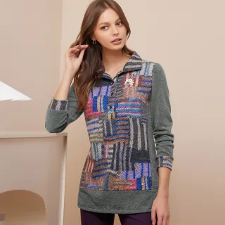 【ILEY 伊蕾】復古籐籃格紋造型拼接針織上衣1214281609(灰) 價格比較,價格查詢,歷史價格詳細信息