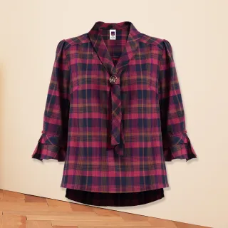 【ILEY 伊蕾】亮采幾何圖案漸層造型七分袖上衣1221281406(深藍) 歷史價格詳細信息