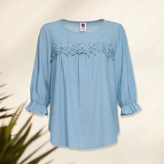 【ILEY 伊蕾】萊賽爾涼感印花透氣短袖上衣(淺藍色；M-2L；1242021411) 歷史價格詳細信息