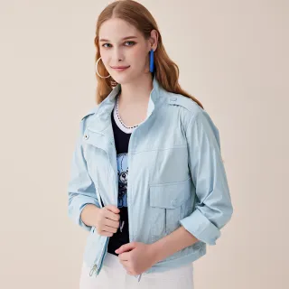 【ILEY 伊蕾】輕薄荷葉領造型大口袋抽繩長版拉鍊外套(藍色；M-XL；1231014015) 歷史價格詳細信息