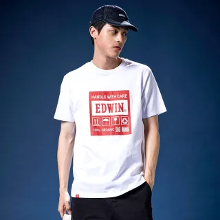 【EDWIN】男女裝 網路獨家↘標籤貼紙LOGO短袖T恤(黑色) 歷史價格詳細信息