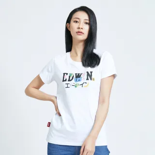 【EDWIN】女裝 人氣復刻款 繽紛繡花LOGO短袖T恤(黑色) 歷史價格詳細信息