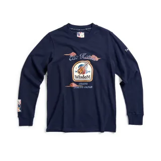 【EDWIN】江戶勝 男裝  草寫字圖騰連帽長袖T恤(丈青色) 歷史價格詳細信息