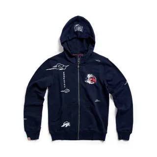 【EDWIN】江戶勝 男裝  草寫字圖騰連帽長袖T恤(丈青色) 歷史價格詳細信息