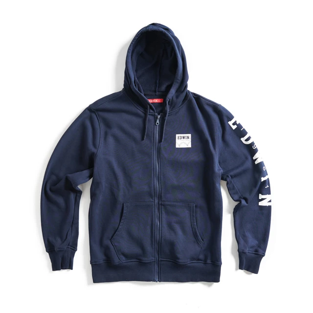 【EDWIN】男裝 網路獨家↘率性左袖LOGO連帽拉T外套(黑色) 歷史價格詳細信息