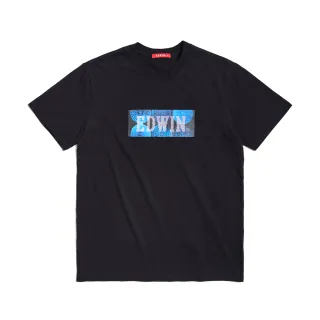 【EDWIN】男裝 人氣復刻款 斜紋經典LOGO短袖T恤(灰藍色) 歷史價格詳細信息