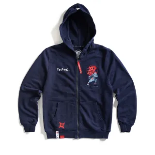 【EDWIN】江戶勝 男裝  草寫字圖騰連帽長袖T恤(丈青色) 歷史價格詳細信息