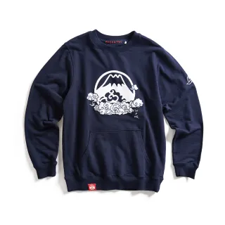 【EDWIN】江戶勝 男裝  草寫字圖騰連帽長袖T恤(丈青色) 歷史價格詳細信息