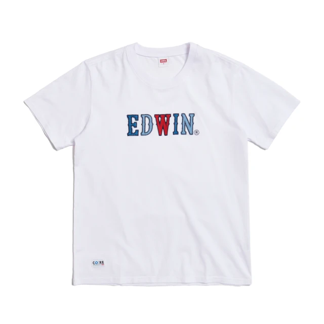 【EDWIN】男裝 CORE再生系列 環保丹寧拼接LOGO休閒厚長袖T恤(丈青色) 歷史價格詳細信息
