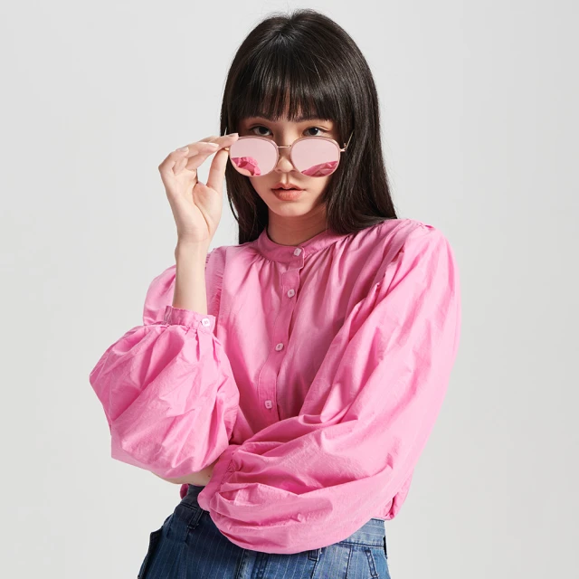 【SOMETHING】女裝 泡泡袖圓領長袖襯衫(拔淺藍) 歷史價格詳細信息