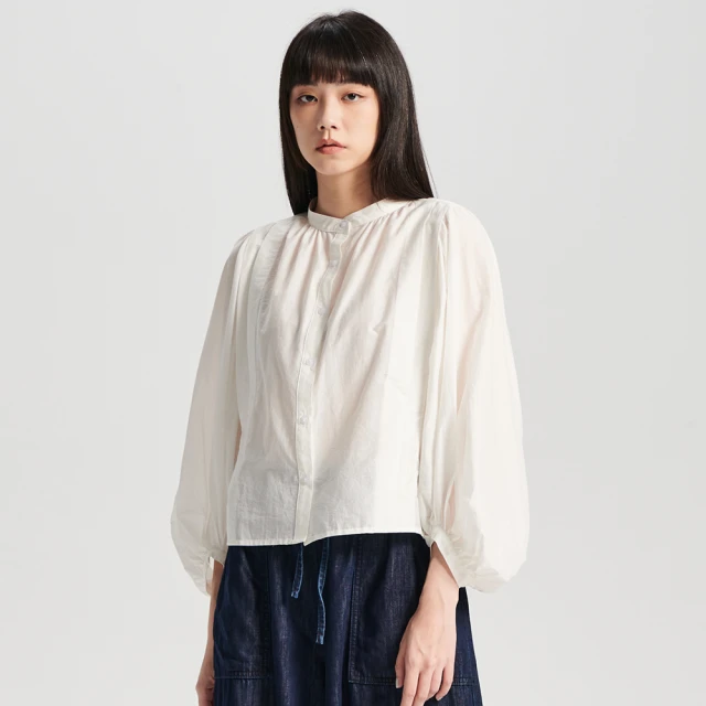 【SOMETHING】女裝 泡泡袖圓領長袖襯衫(拔淺藍) 歷史價格詳細信息