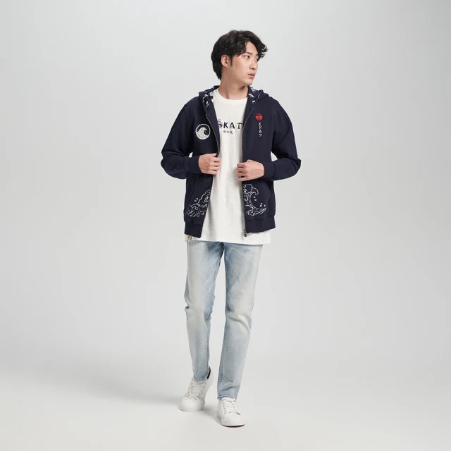 【EDWIN】江戶勝 男裝 海浪圖騰連帽長袖外套(中灰色) 歷史價格詳細信息