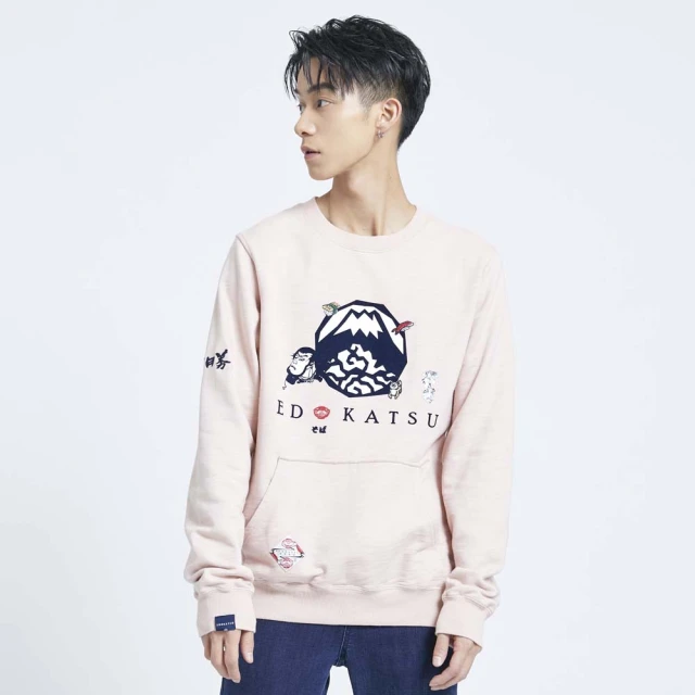 【EDWIN】江戶勝 男裝  植絨海浪富士山短袖T恤(淺桔色) 歷史價格詳細信息