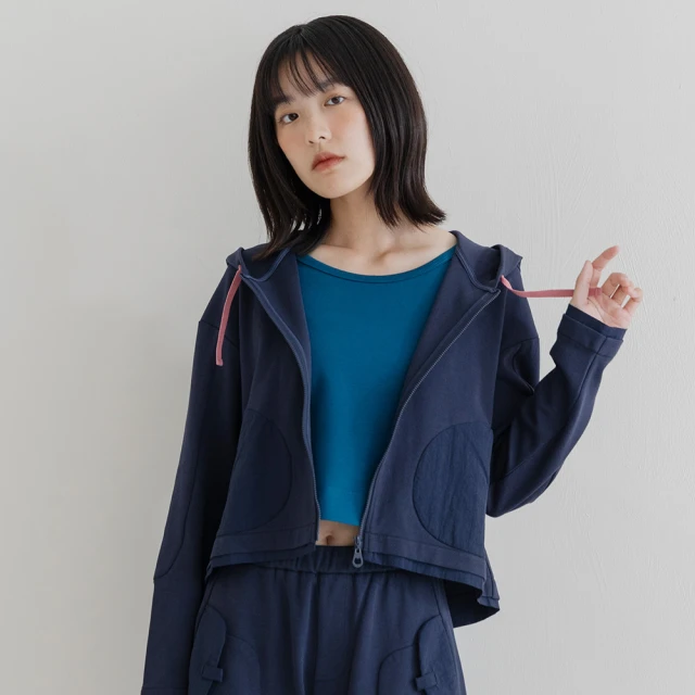 【a la sha】印花貼袋抽繩擺短版連袖衫 歷史價格詳細信息