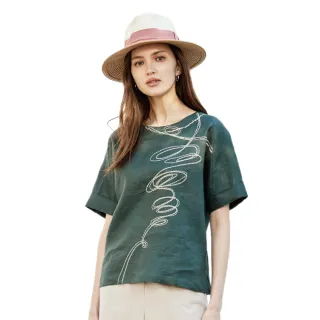 蜜雪兒MySHEROS-圓領線條交錯鬆緊帶下擺雪紡上衣-梨/駝-1210-21654-52 歷史價格詳細信息