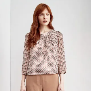 蜜雪兒MySHEROS-圓領層次滿版印花荷葉袖上衣-粉-1310-11608-31 歷史價格詳細信息