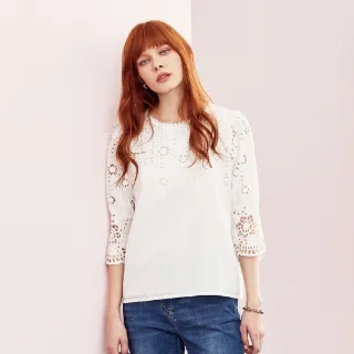 蜜雪兒MySHEROS-圓領層次滿版印花荷葉袖上衣-粉-1310-11608-31 歷史價格詳細信息