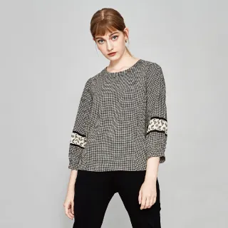 蜜雪兒MySHEROS-圓領拼接條紋印花上衣-黑-1110-31682-20 歷史價格詳細信息