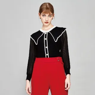 蜜雪兒MySHEROS-立領大格子五分袖上衣-黑9310-14252-20 歷史價格詳細信息