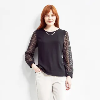 蜜雪兒MySHEROS-圓領透膚典雅上衣-藍 0210-21625-70 (僅有尺寸 44) 歷史價格詳細信息