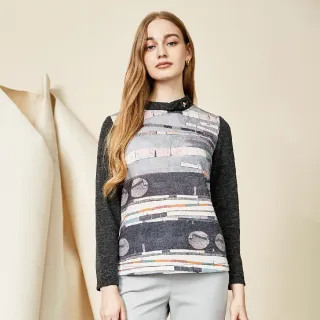 蜜雪兒MySHEROS-立領印花微透膚雙層荷葉袖雪紡上衣-黑-1310-11663-20 歷史價格詳細信息