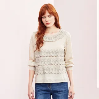 蜜雪兒MySHEROS-圓領層次滿版印花荷葉袖上衣-粉-1310-11608-31 歷史價格詳細信息