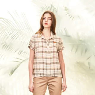 蜜雪兒 亞麻格紋釦領拼接上衣 卡其 台灣設計 MySHEROS 官方直營店 3110-31652-58 歷史價格詳細信息