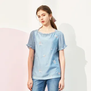 蜜雪兒MySHEROS-純棉小V領格紋拼接菱格紋半排扣上衣-綠-1310-31660-60 歷史價格詳細信息