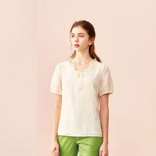 蜜雪兒MySHEROS-圓領綁帶印花上衣-綠 0210-21683-60 (僅有尺寸 40) 歷史價格詳細信息