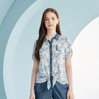 蜜雪兒MySHEROS-典雅印花透膚上衣-藍-0310-21683-70 (僅有尺寸 38) 歷史價格詳細信息