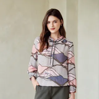 蜜雪兒MySHEROS-圓領綁帶印花上衣-綠 0210-21683-60 (僅有尺寸 40) 歷史價格詳細信息