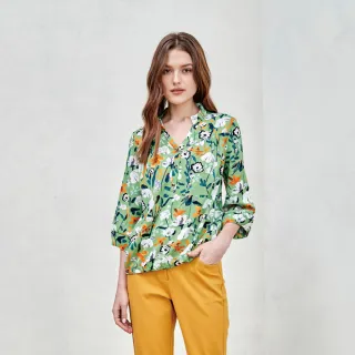 V領滿版條紋印花鬆緊收腰荷葉短袖上衣 《AB15619》 歷史價格詳細信息