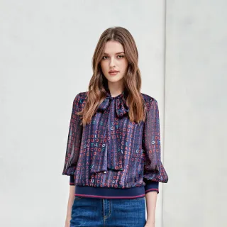 蜜雪兒MySHEROS-圓領綁帶印花上衣-綠 0210-21683-60 (僅有尺寸 40) 歷史價格詳細信息