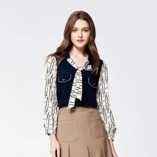 蜜雪兒MySHEROS-圓領綁帶印花上衣-綠 0210-21683-60 (僅有尺寸 40) 歷史價格詳細信息