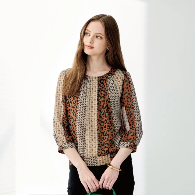 蜜雪兒MySHEROS-復古V領設計收腰長袖上衣-灰綠 9410-21621-27 歷史價格詳細信息