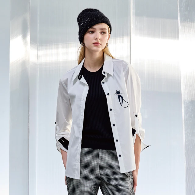 Vita-翻領綁帶愛心印花排釦雪紡上衣-白-1360-21663-10 歷史價格詳細信息