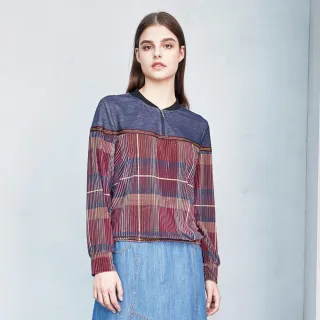 蜜雪兒MySHEROS-圓領拼接條紋印花上衣-黑-1110-31682-20 歷史價格詳細信息